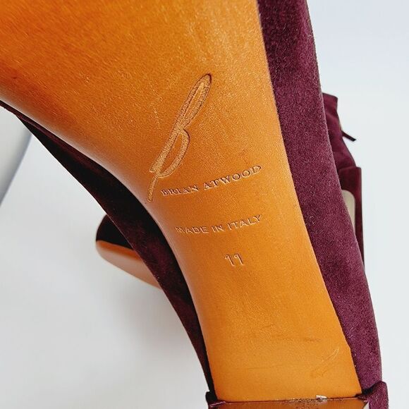 Brian Atwood Edeline Platform Suede Stretch Burgundy Ankle Boots 11 US 42.5 - Picture 14 of 14